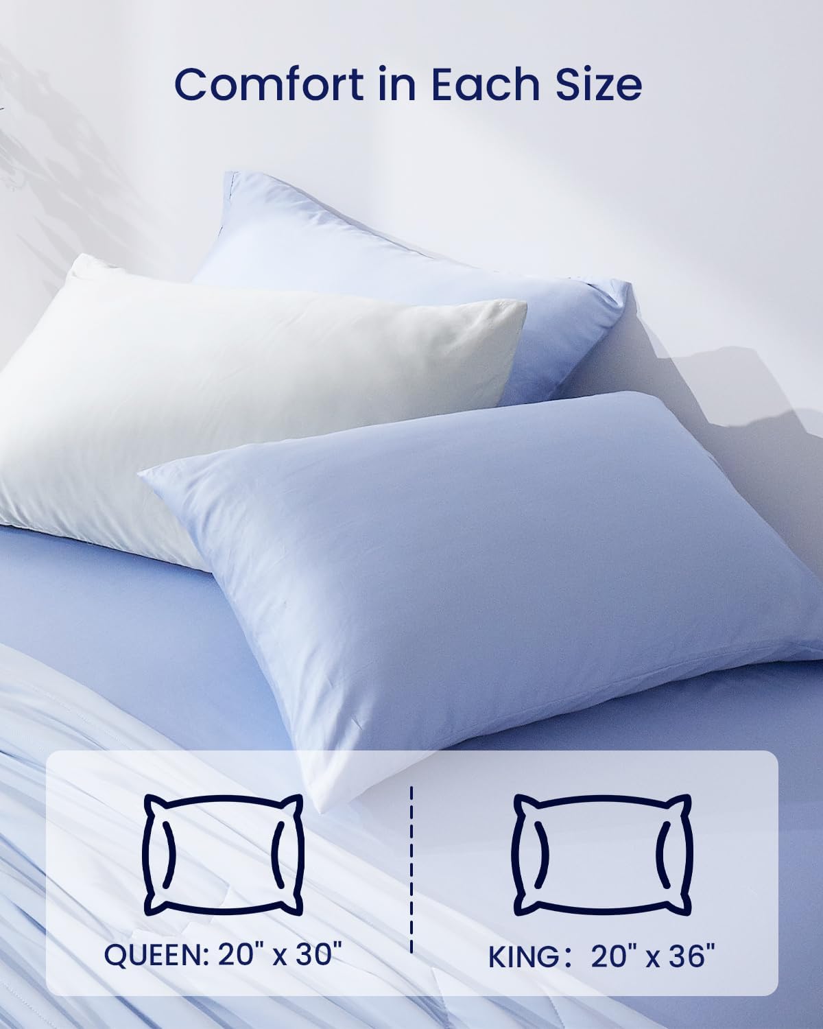 ZonLi ZMagic Cooling Pillow Cases King Size Set of 2 Viscose Derived from BambooSilky Soft Breathable Cold Pillow Covers Cooling Pillowcases for Hair and Skin 20x36 Inches07  Skyway Blue