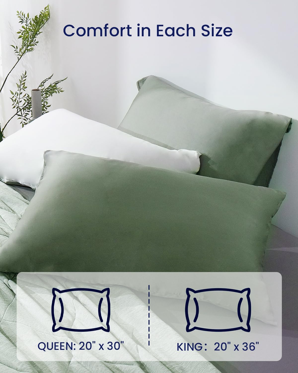 ZonLi ZMagic Cooling Pillow Cases King Size Set of 2 Viscose Derived from BambooSilky Soft Breathable Cold Pillow Covers Cooling Pillowcases for Hair and Skin 20x36 Inches04  Aurora Green
