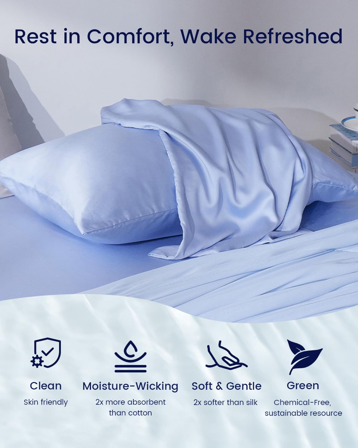 ZonLi ZMagic Cooling Pillow Cases King Size Set of 2 Viscose Derived from BambooSilky Soft Breathable Cold Pillow Covers Cooling Pillowcases for Hair and Skin 20x36 Inches07  Skyway Blue