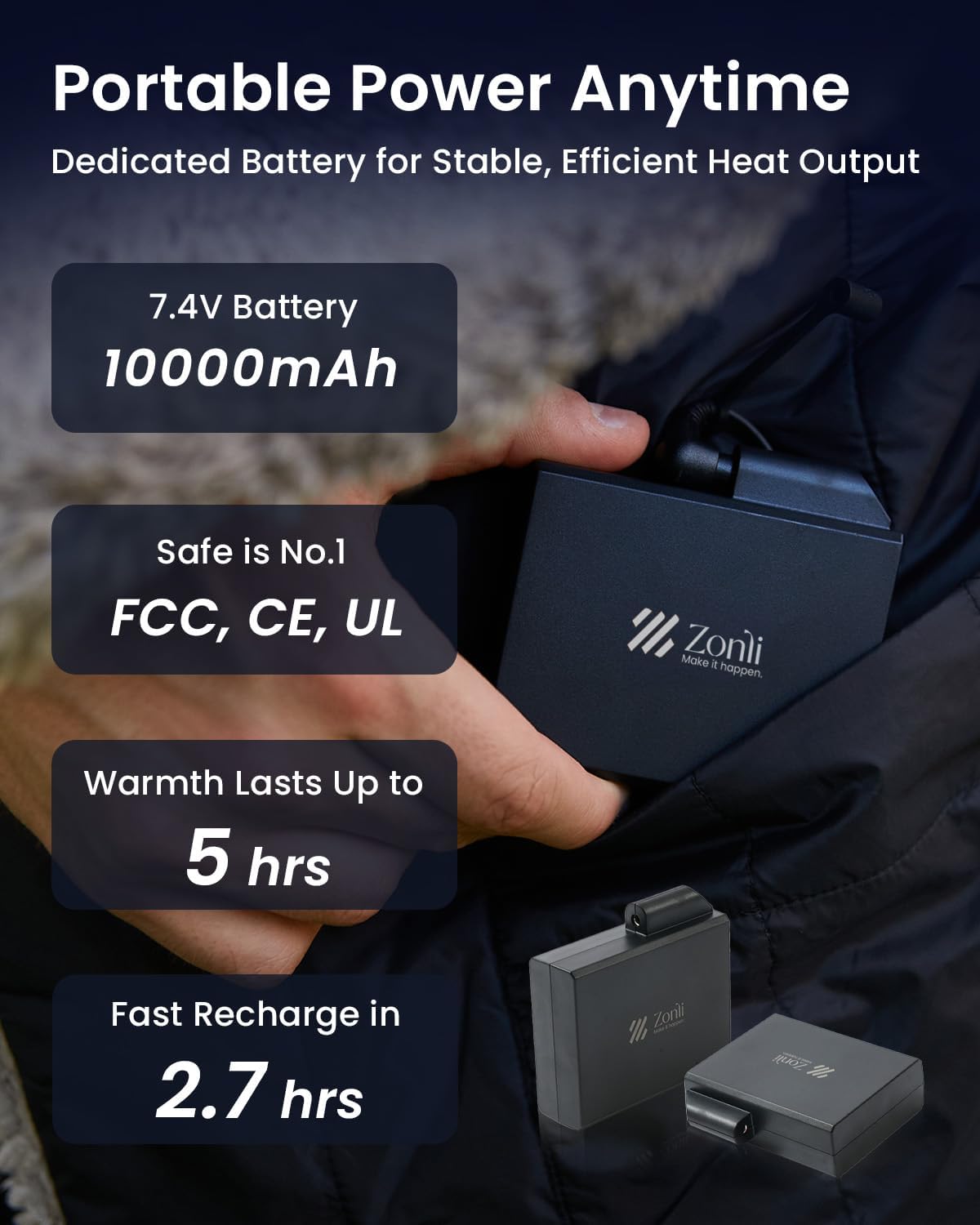 ZonLi ZStyle Battery Operated Heated Blanket Wearable Portable Heated Blanket Cordless with 10000mAH Battery Best for Office Outdoor Camping Heated Jacket 3 Heating Levels 74V Tailored CamelTailored Beige
