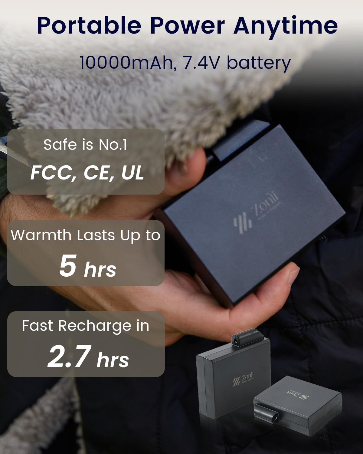 ZonLi ZStyle Battery Operated Heated Blanket Wearable Portable Heated Blanket Cordless with 10000mAH Battery Best for Office Outdoor Camping Heated Jacket 3 Heating Levels 74V Tailored CamelTailored Camel
