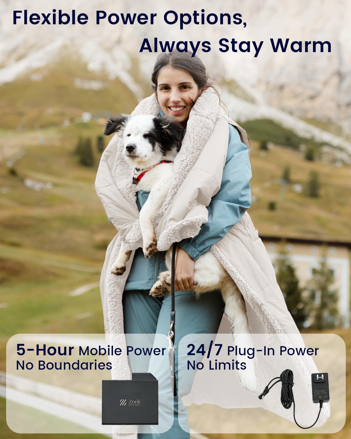ZonLi ZStyle Battery Operated Heated Blanket Wearable Portable Heated Blanket Cordless with 10000mAH Battery Best for Office Outdoor Camping Heated Jacket 3 Heating Levels 74V Tailored CamelTailored Beige