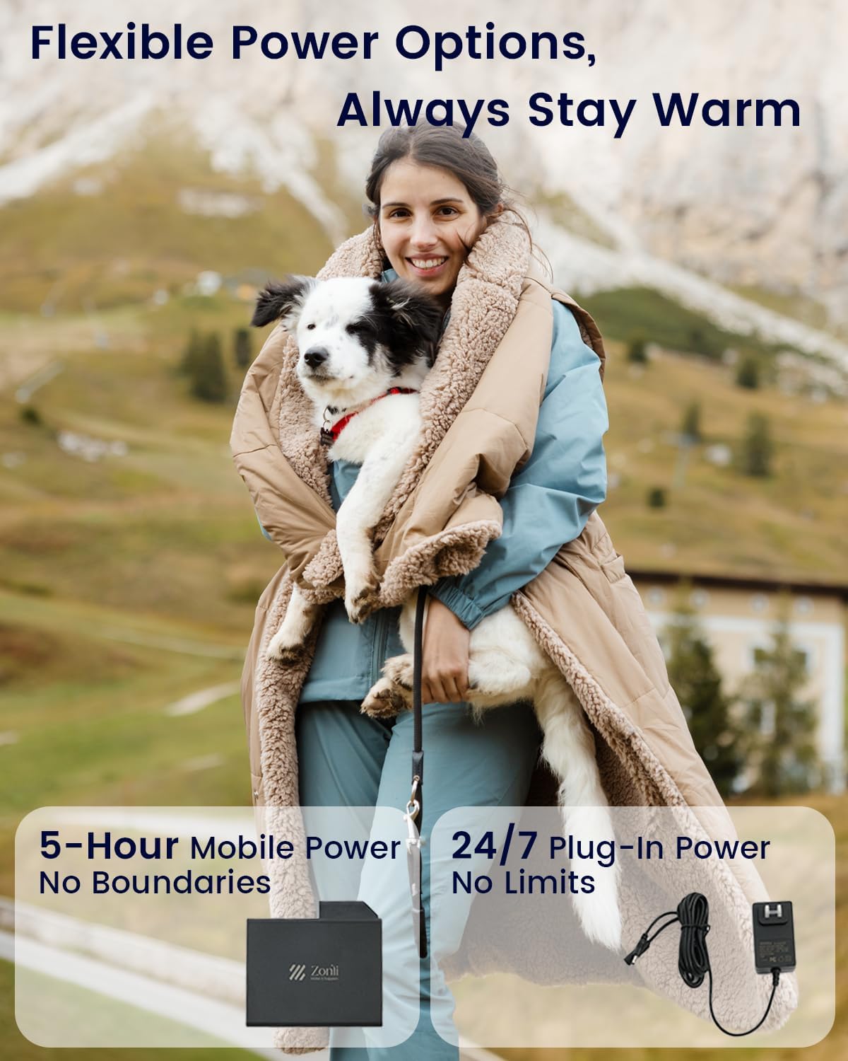ZonLi ZStyle Battery Operated Heated Blanket Wearable Portable Heated Blanket Cordless with 10000mAH Battery Best for Office Outdoor Camping Heated Jacket 3 Heating Levels 74V Tailored CamelTailored Camel