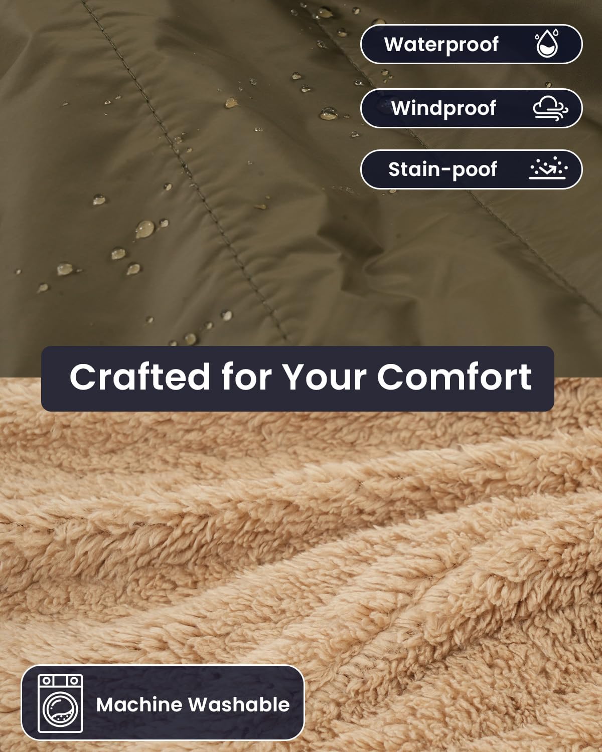 ZonLi ZStyle Battery Operated Heated Blanket Wearable Portable Heated Blanket Cordless with 10000mAH Battery Best for Office Outdoor Camping Heated Jacket 3 Heating Levels 74V Tailored CamelClassic Army Green
