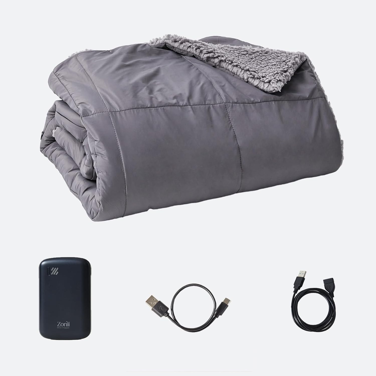 ZonLi ZStyle Battery Operated Heated Blanket Wearable Portable Heated Blanket Cordless with 10000mAH Battery Best for Office Outdoor Camping Heated Jacket 3 Heating Levels 74V Tailored CamelOriginal Grey