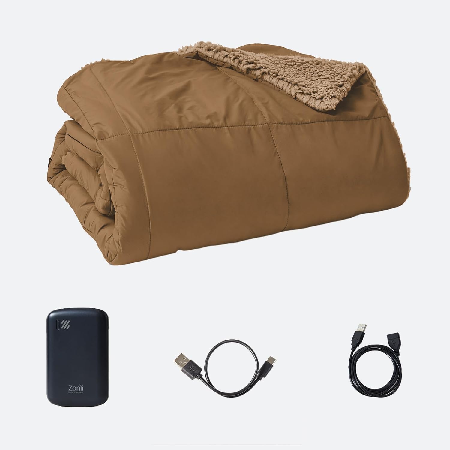 ZonLi ZStyle Battery Operated Heated Blanket Wearable Portable Heated Blanket Cordless with 10000mAH Battery Best for Office Outdoor Camping Heated Jacket 3 Heating Levels 74V Tailored CamelOriginal Camel