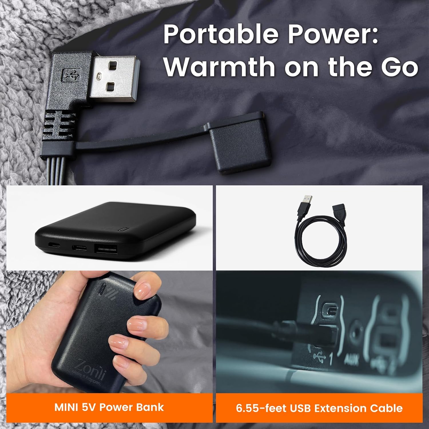 ZonLi ZStyle Battery Operated Heated Blanket Wearable Portable Heated Blanket Cordless with 10000mAH Battery Best for Office Outdoor Camping Heated Jacket 3 Heating Levels 74V Tailored CamelOriginal Black