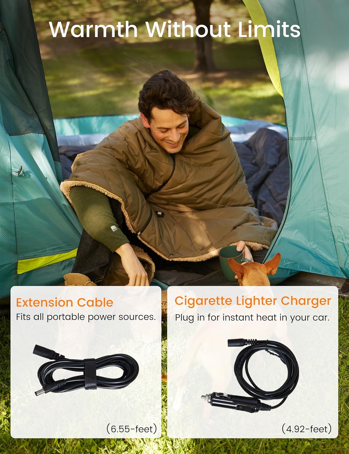 ZonLi ZWalk Pro 36W Battery Operated Heated BlanketPortableCordless Rechargeable Heated Blanket with 3 Heating LevelsIncludes 20000mAh Power Bankfor Car Stadium Outdoors BlackOlive