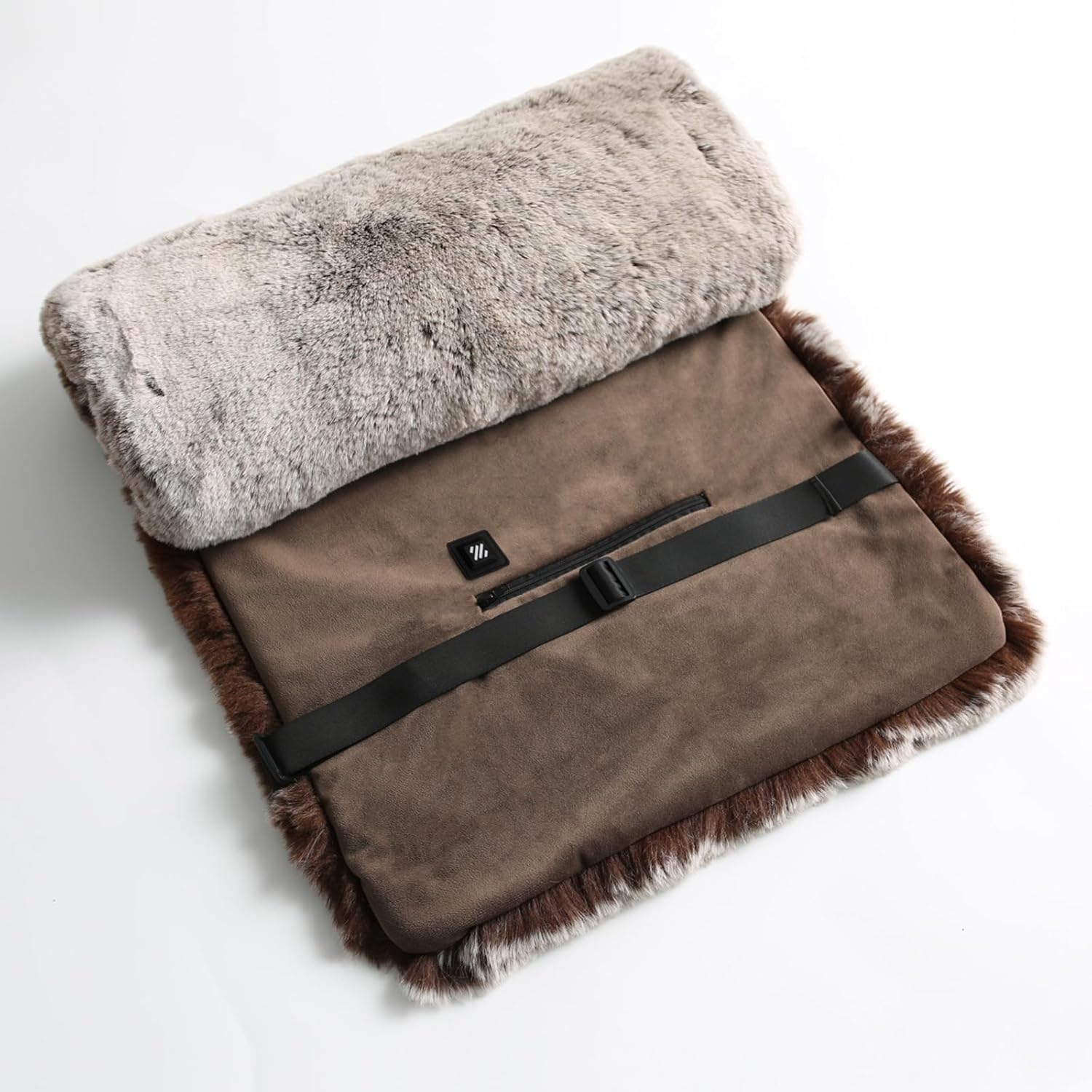 Zonli Luxury Faux Fur USB Heated Pad for Chair Sofa Couch and Car Portable Cordless5V Electric Heated Cushion with 3 Heat Levels 104F 140F Includes 492feet USB Extension CableCoffee