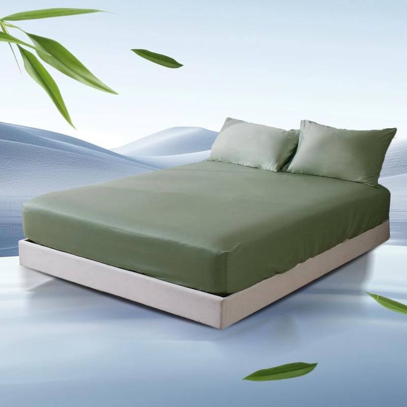 ZonLi 100 Rayon Derived from Bamboo Cooling Fitted Sheet King Size for Hot Sleeper 76quotx80quot Blue AshesAurora Green