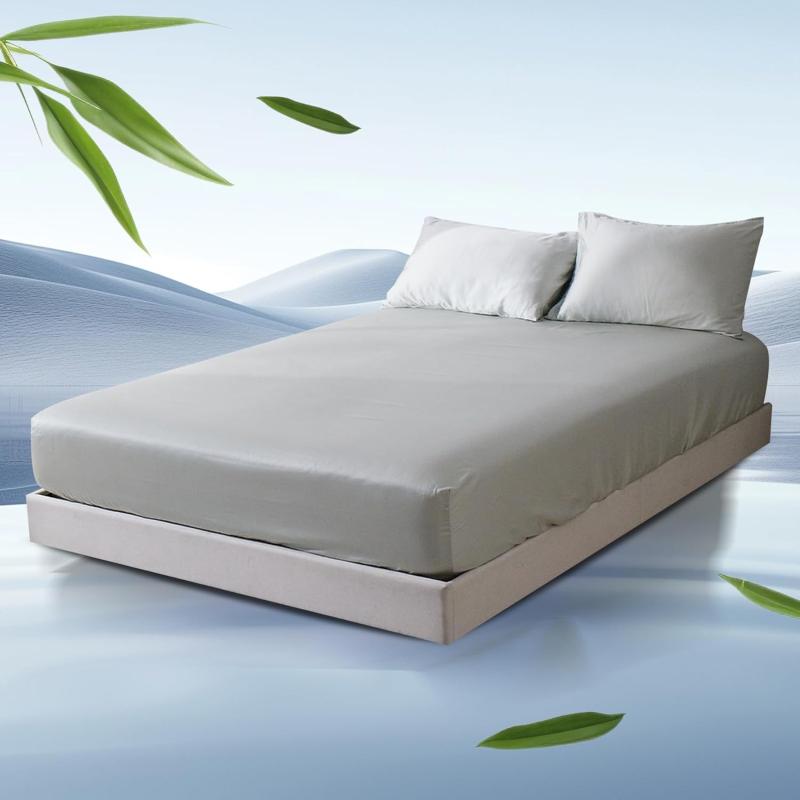 ZonLi 100 Rayon Derived from Bamboo Cooling Fitted Sheet King Size for Hot Sleeper 76quotx80quot Blue AshesIceberg Green