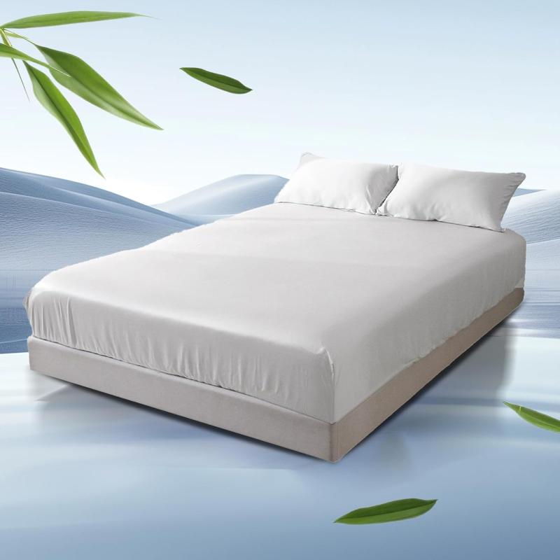ZonLi 100 Rayon Derived from Bamboo Cooling Fitted Sheet King Size for Hot Sleeper 76quotx80quot Blue AshesSnow White