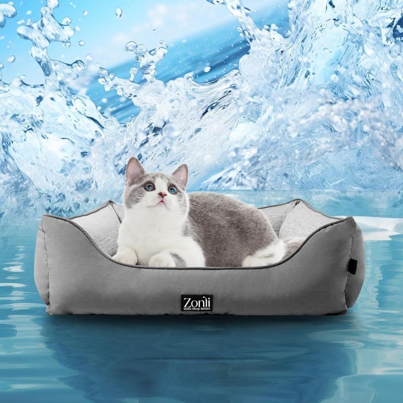ZonLi Dog Cooling Mat 36quot x 23quotMedium Cooling Pad Reversible Cool ampamp Warm Pet Cool Mats for Dog and Cat use in Crate Kennel Bed Sofa Machine Washable Durable NonGel Glacial GreyGrey