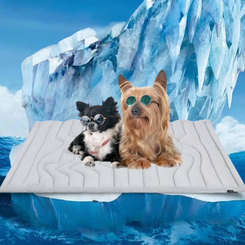 ZonLi Dog Cooling Mat 36quot x 23quotMedium Cooling Pad Reversible Cool ampamp Warm Pet Cool Mats for Dog and Cat use in Crate Kennel Bed Sofa Machine Washable Durable NonGel Glacial GreyGlacial Grey