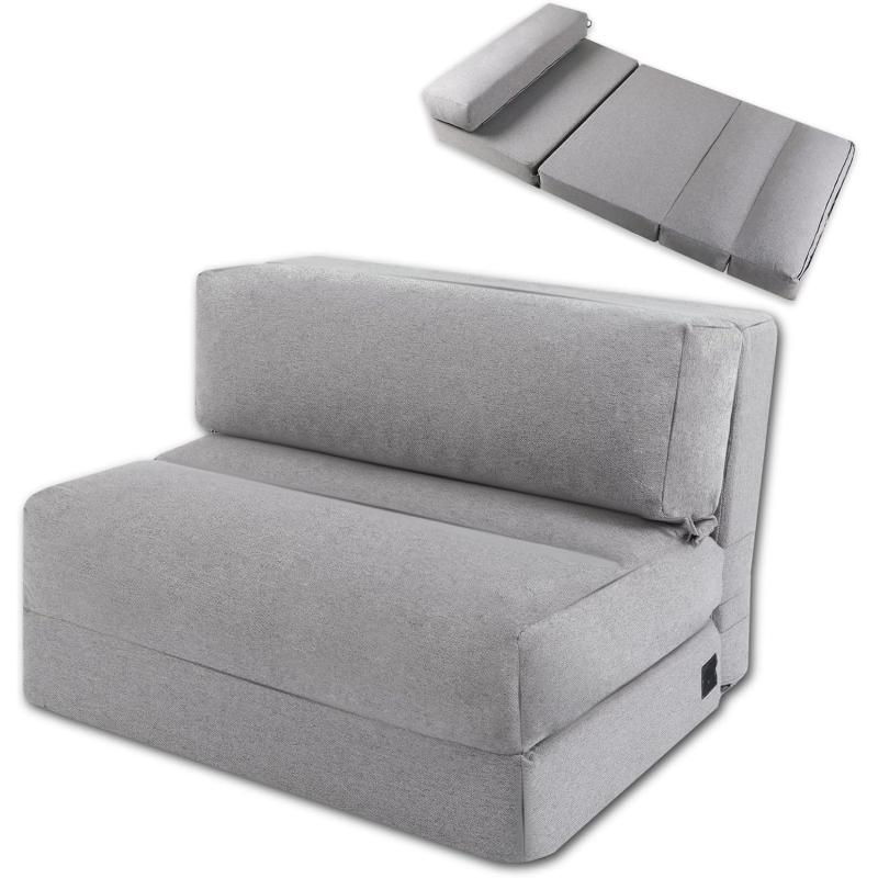 ZonLi Futon Sofa BedConvertible Folding Mattress Sleeper Chair Twin SizeMemory Foam Futon Sofa Couch with Washable Coverfor Living RoomDormGuest RoomHome OfficeLoft Apartment GrayGrey