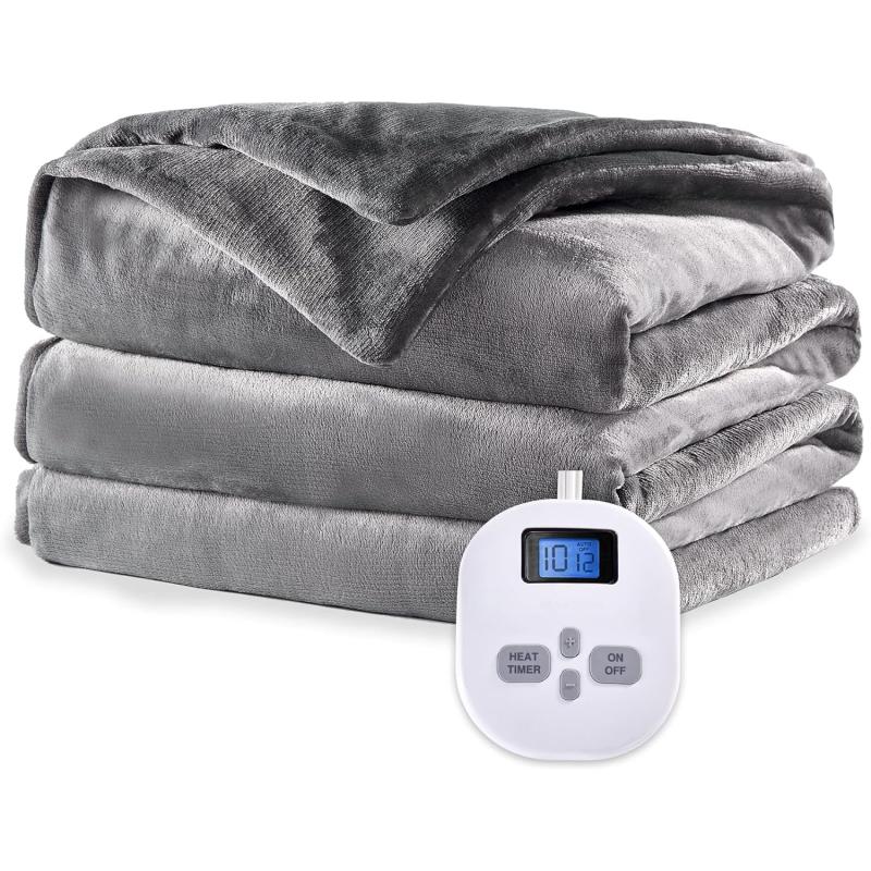 ZonLi Heated Weighted Blanket 60x80 Queen Size 20lbs Weighted Electric Blanket for Adults 10 Heating Levels Soft Comfort Flannel Fleece Heavy Electric Blanket with Glass Beads GreyGrey