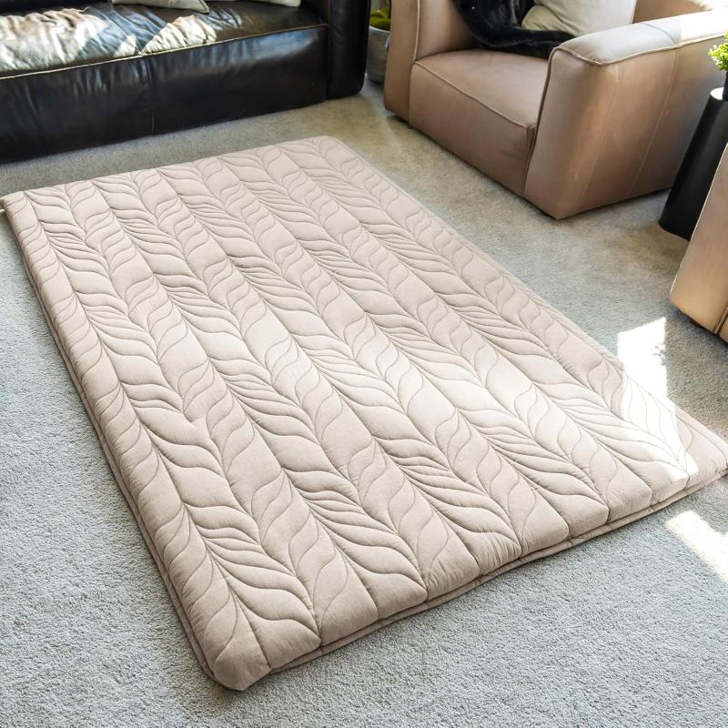 ZonLi Japanese Floor Mattress Futon Mattress Full Size Thicken Roll Up Tatami Mat w 100 Cotton Washable Cover Portable ampamp Foldable Floor Bed Mattress for Sleeping Dormitory Adult Kids CoffeeKhaki