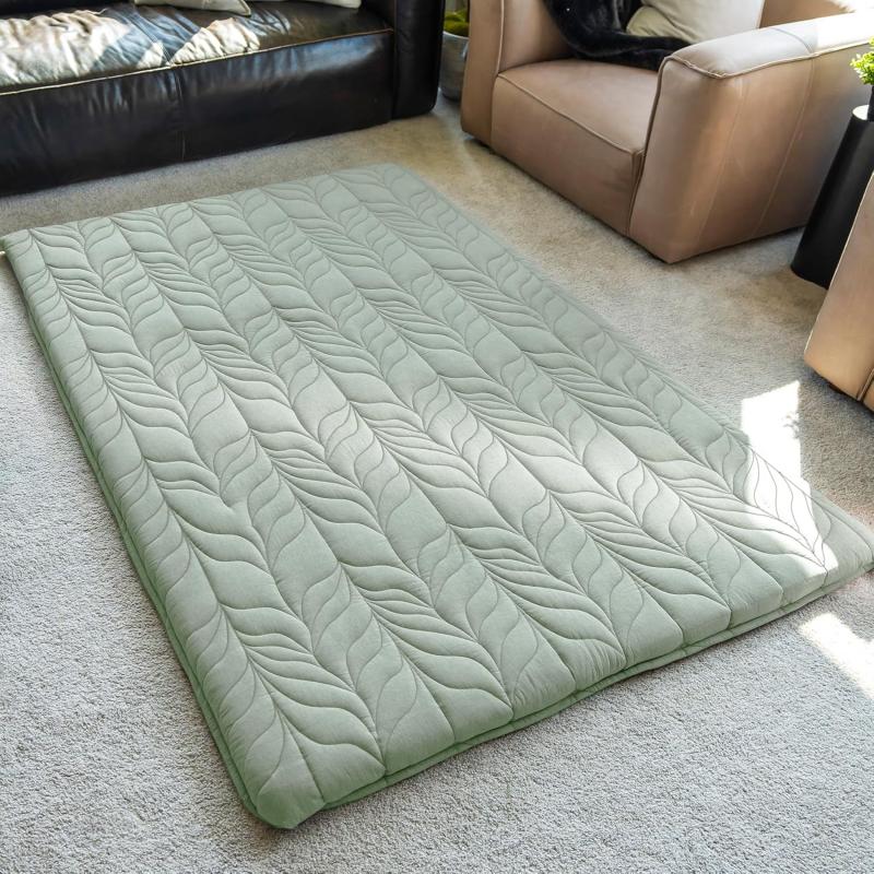 ZonLi Japanese Floor Mattress Futon Mattress Full Size Thicken Roll Up Tatami Mat w 100 Cotton Washable Cover Portable ampamp Foldable Floor Bed Mattress for Sleeping Dormitory Adult Kids CoffeeGreen