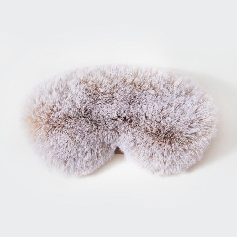 ZonLi TempControlled Faux Fur Weighted Eye Pillow SkinFriendly Inner Hot or Cold Pack for Stress Relief Sleep Travel and MeditationBeige