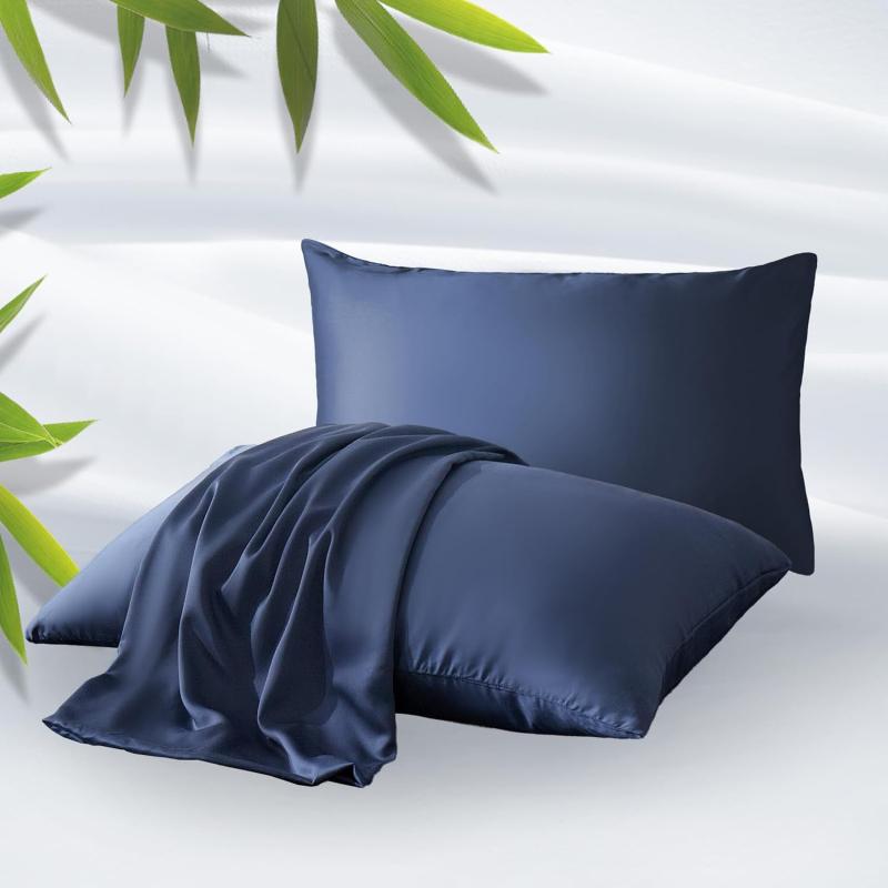 ZonLi ZMagic Cooling Pillow Cases King Size Set of 2 Viscose Derived from BambooSilky Soft Breathable Cold Pillow Covers Cooling Pillowcases for Hair and Skin 20x36 Inches01  Blue Ashes