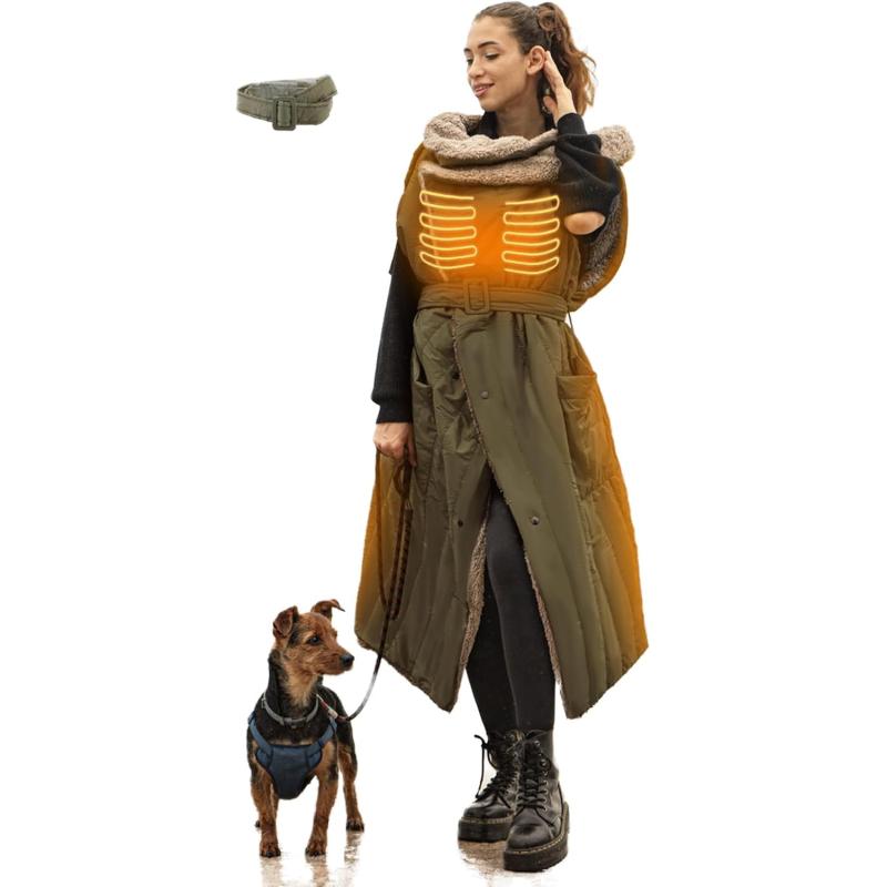 ZonLi ZStyle Battery Operated Heated Blanket Wearable Portable Heated Blanket Cordless with 10000mAH Battery Best for Office Outdoor Camping Heated Jacket 3 Heating Levels 74V Tailored CamelTailored Army Green