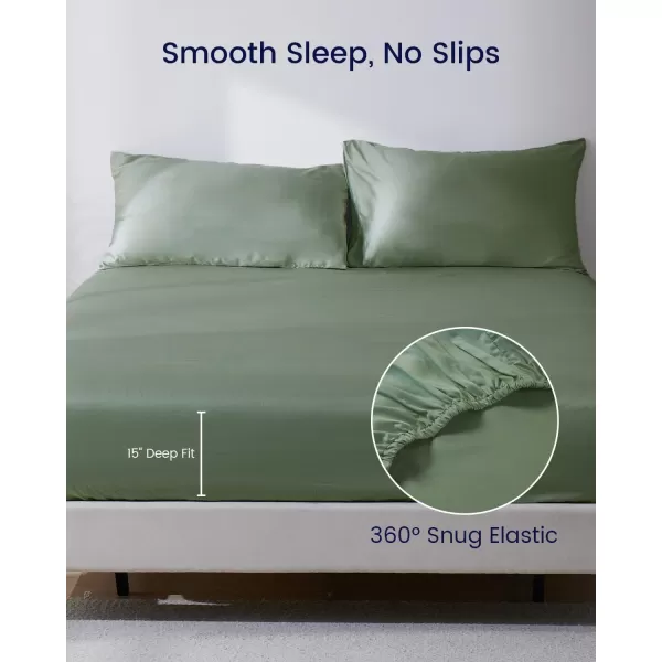 ZonLi 100 Rayon Derived from Bamboo Cooling Fitted Sheet King Size for Hot Sleeper 76quotx80quot Blue AshesAurora Green