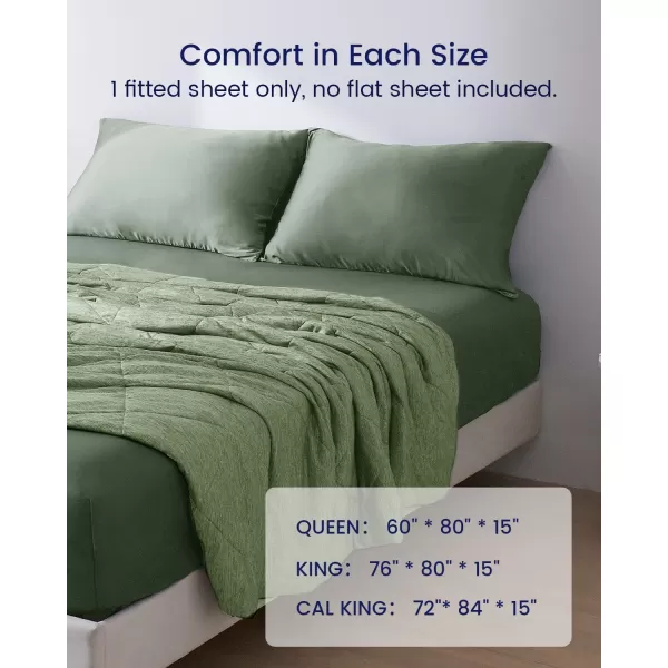 ZonLi 100 Rayon Derived from Bamboo Cooling Fitted Sheet King Size for Hot Sleeper 76quotx80quot Blue AshesAurora Green