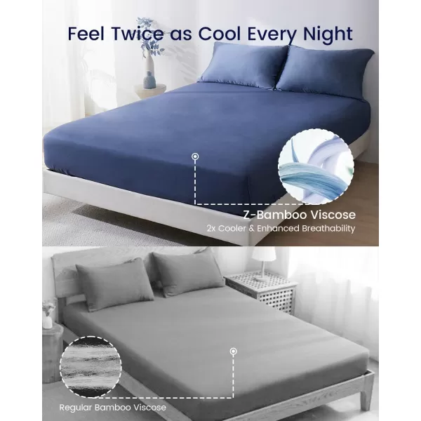 ZonLi 100 Rayon Derived from Bamboo Cooling Fitted Sheet King Size for Hot Sleeper 76quotx80quot Blue AshesBlue Ashes