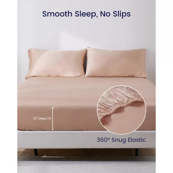 ZonLi 100 Rayon Derived from Bamboo Cooling Fitted Sheet King Size for Hot Sleeper 76quotx80quot Blue AshesCameo Rose