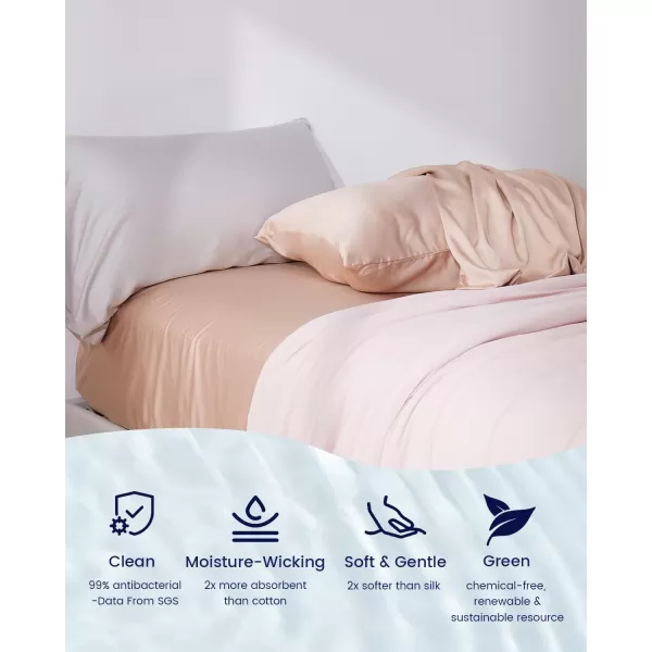 ZonLi 100 Rayon Derived from Bamboo Cooling Fitted Sheet King Size for Hot Sleeper 76quotx80quot Blue AshesCameo Rose