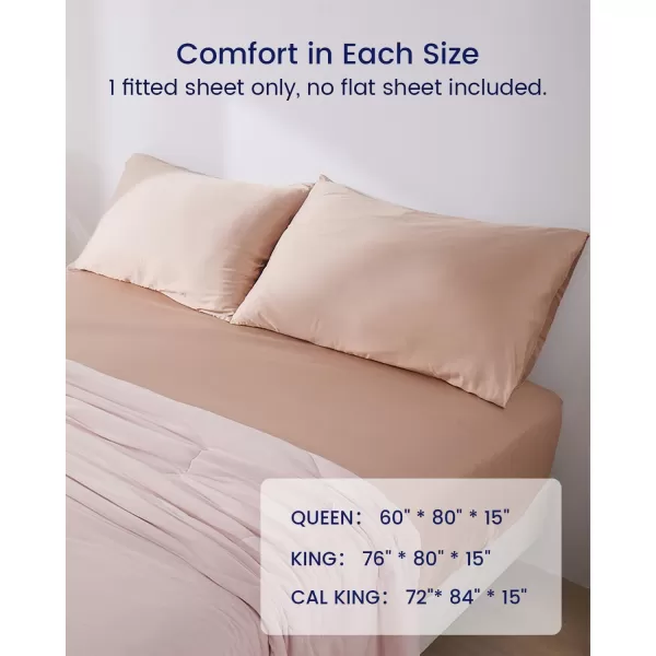 ZonLi 100 Rayon Derived from Bamboo Cooling Fitted Sheet King Size for Hot Sleeper 76quotx80quot Blue AshesCameo Rose