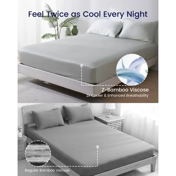 ZonLi 100 Rayon Derived from Bamboo Cooling Fitted Sheet King Size for Hot Sleeper 76quotx80quot Blue AshesIceberg Green