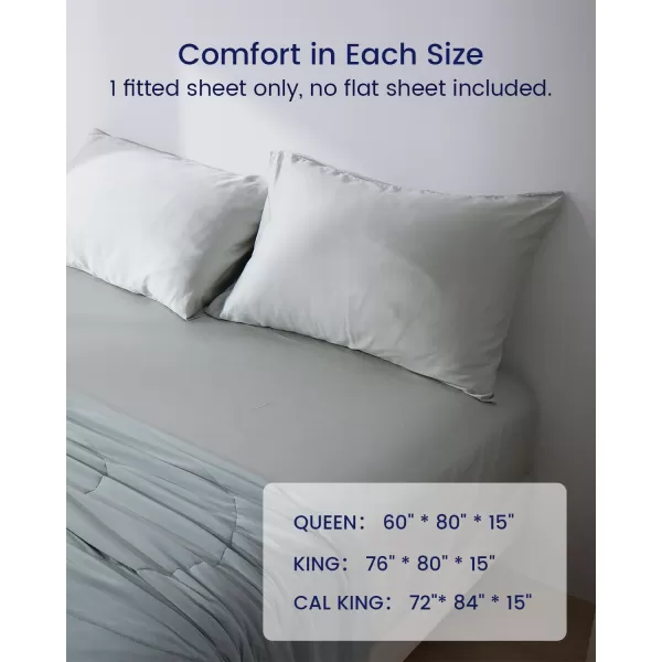 ZonLi 100 Rayon Derived from Bamboo Cooling Fitted Sheet King Size for Hot Sleeper 76quotx80quot Blue AshesIceberg Green