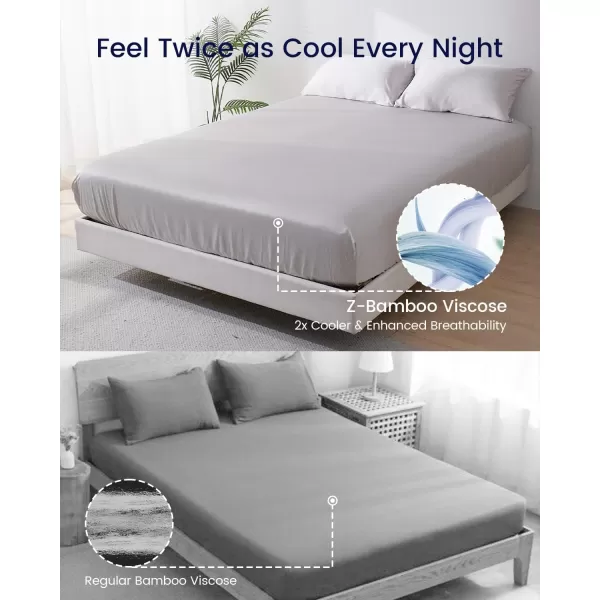 ZonLi 100 Rayon Derived from Bamboo Cooling Fitted Sheet King Size for Hot Sleeper 76quotx80quot Blue AshesMisty Gray