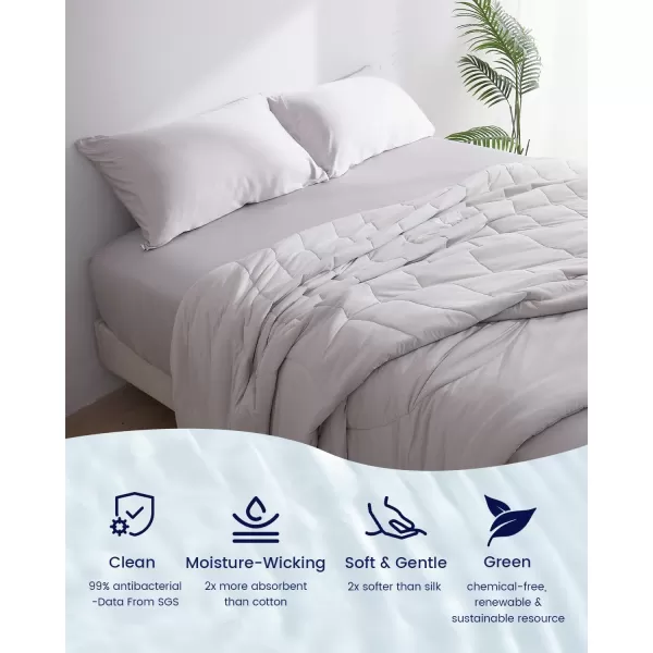 ZonLi 100 Rayon Derived from Bamboo Cooling Fitted Sheet King Size for Hot Sleeper 76quotx80quot Blue AshesMisty Gray