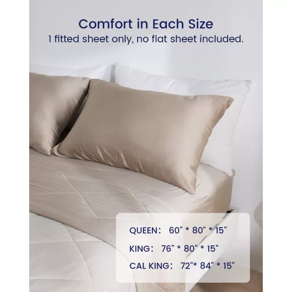 ZonLi 100 Rayon Derived from Bamboo Cooling Fitted Sheet King Size for Hot Sleeper 76quotx80quot Blue AshesRustic Brown