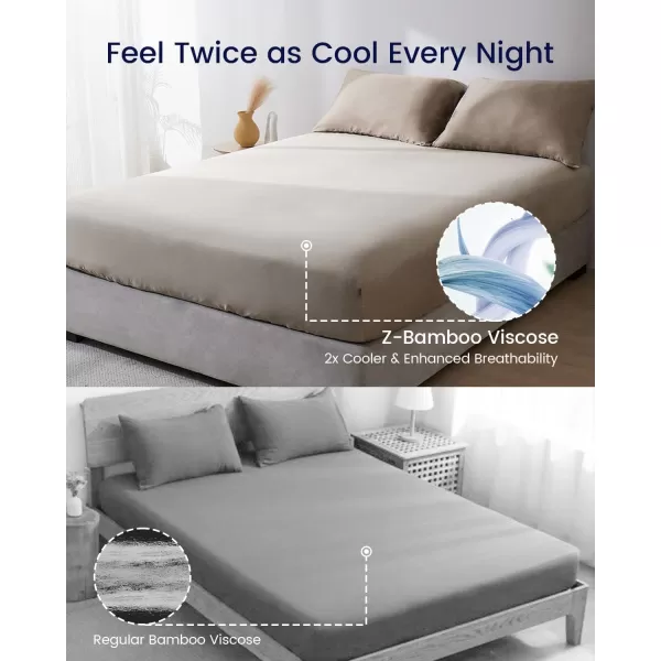ZonLi 100 Rayon Derived from Bamboo Cooling Fitted Sheet King Size for Hot Sleeper 76quotx80quot Blue AshesRustic Brown