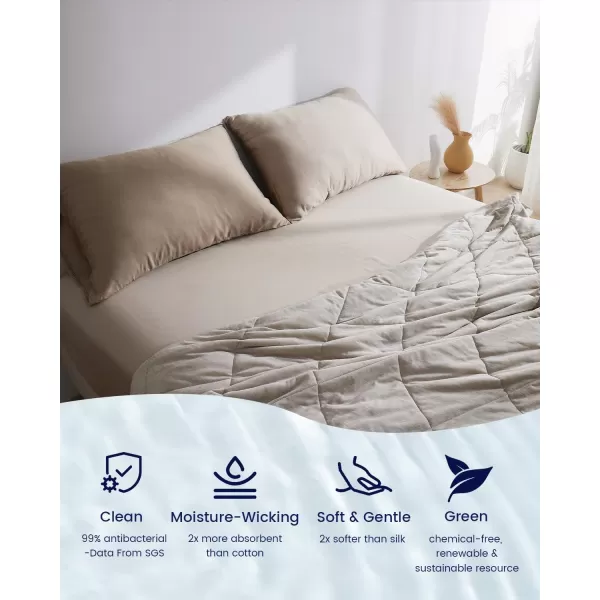 ZonLi 100 Rayon Derived from Bamboo Cooling Fitted Sheet King Size for Hot Sleeper 76quotx80quot Blue AshesRustic Brown