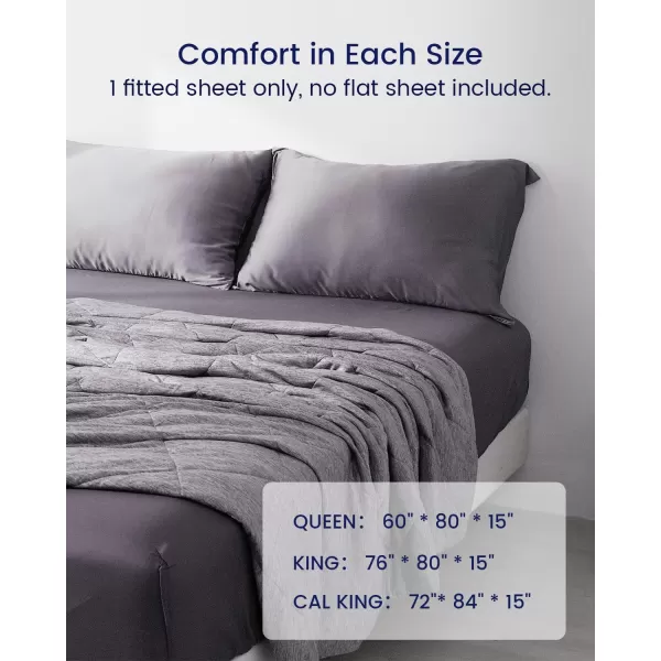 ZonLi 100 Rayon Derived from Bamboo Cooling Fitted Sheet King Size for Hot Sleeper 76quotx80quot Blue AshesSierra Gray