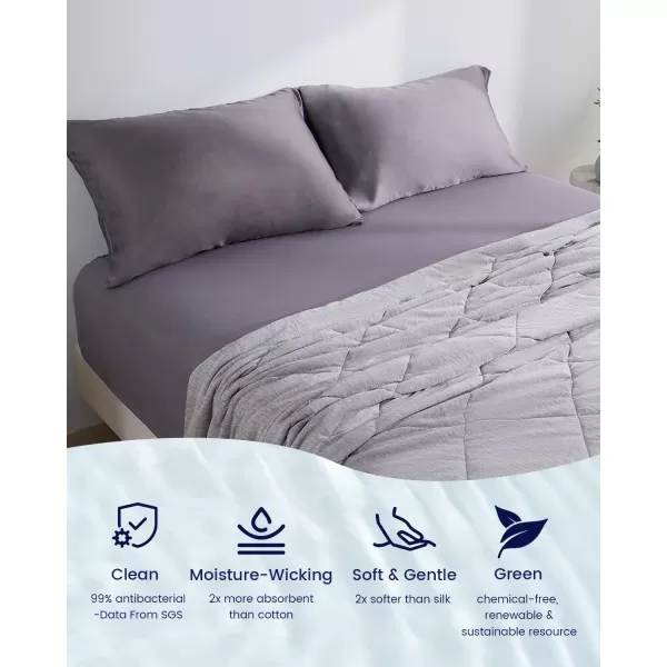 ZonLi 100 Rayon Derived from Bamboo Cooling Fitted Sheet King Size for Hot Sleeper 76quotx80quot Blue AshesSierra Gray