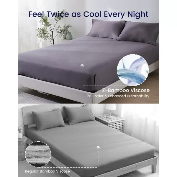 ZonLi 100 Rayon Derived from Bamboo Cooling Fitted Sheet King Size for Hot Sleeper 76quotx80quot Blue AshesSierra Gray
