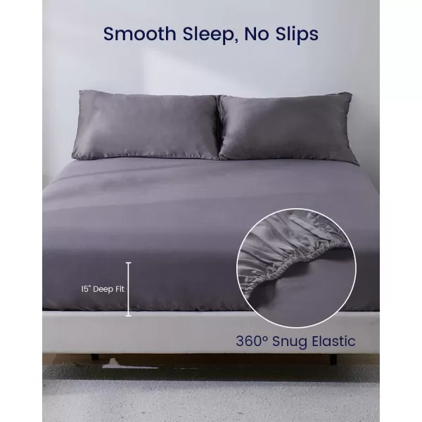 ZonLi 100 Rayon Derived from Bamboo Cooling Fitted Sheet King Size for Hot Sleeper 76quotx80quot Blue AshesSierra Gray
