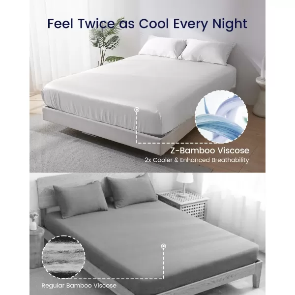 ZonLi 100 Rayon Derived from Bamboo Cooling Fitted Sheet King Size for Hot Sleeper 76quotx80quot Blue AshesSnow White