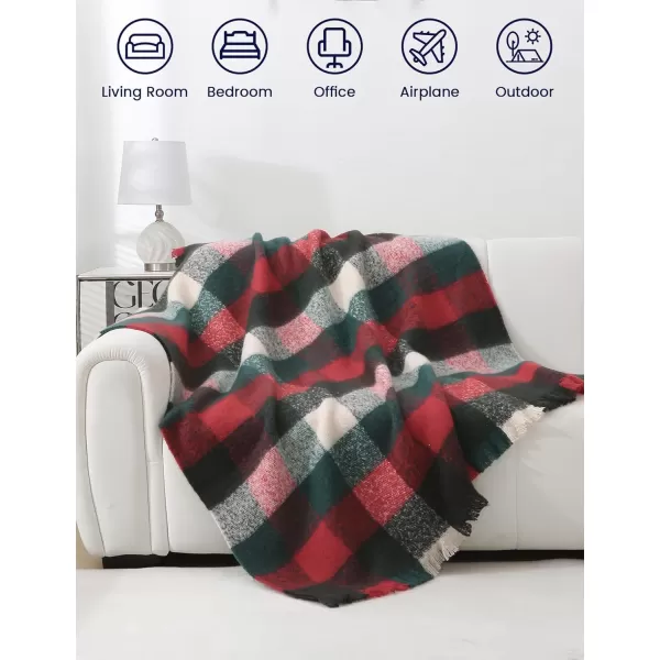 ZonLi Brown Throw Blanket 50quot x 60quot Fall Decorative Classic Blankets with Tassel for Couch Bed Sofa Chair Outdoor Cozy Warm Lightweight Blankets BrownChristmas Red