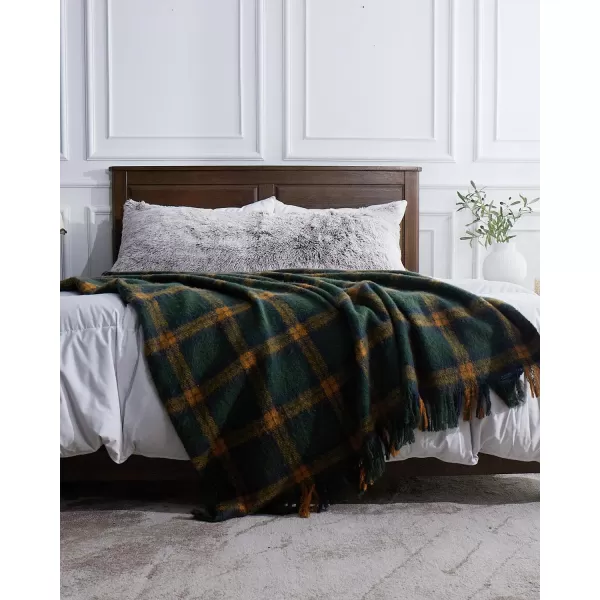 ZonLi Brown Throw Blanket 50quot x 60quot Fall Decorative Classic Blankets with Tassel for Couch Bed Sofa Chair Outdoor Cozy Warm Lightweight Blankets BrownGreen Plaid