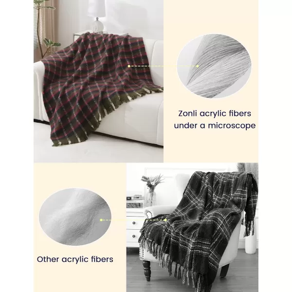 ZonLi Brown Throw Blanket 50quot x 60quot Fall Decorative Classic Blankets with Tassel for Couch Bed Sofa Chair Outdoor Cozy Warm Lightweight Blankets BrownChristmas Green
