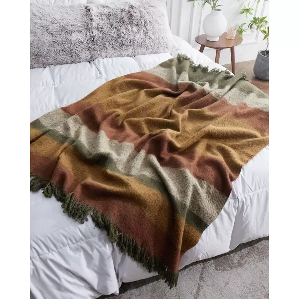 ZonLi Brown Throw Blanket 50quot x 60quot Fall Decorative Classic Blankets with Tassel for Couch Bed Sofa Chair Outdoor Cozy Warm Lightweight Blankets BrownBrown Yellow