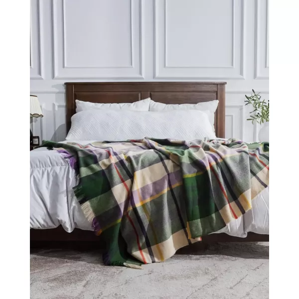 ZonLi Brown Throw Blanket 50quot x 60quot Fall Decorative Classic Blankets with Tassel for Couch Bed Sofa Chair Outdoor Cozy Warm Lightweight Blankets BrownGreen  Purple