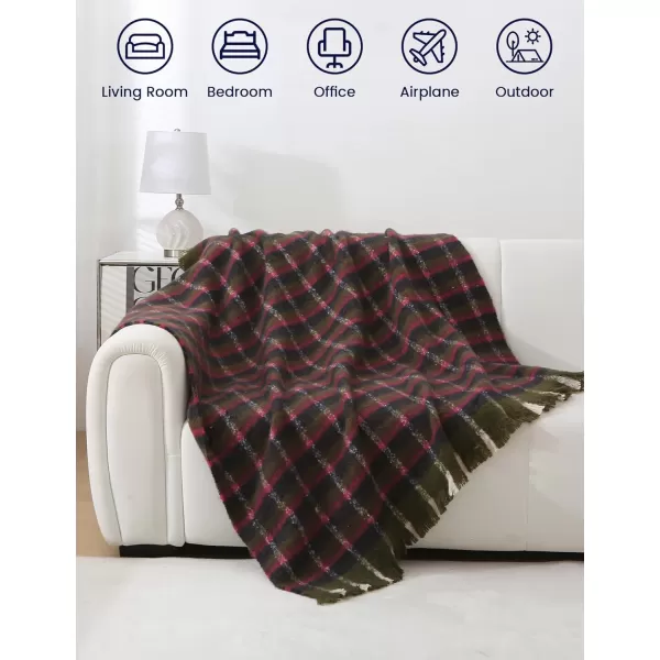 ZonLi Brown Throw Blanket 50quot x 60quot Fall Decorative Classic Blankets with Tassel for Couch Bed Sofa Chair Outdoor Cozy Warm Lightweight Blankets BrownChristmas Green