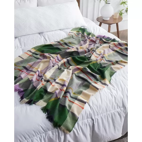 ZonLi Brown Throw Blanket 50quot x 60quot Fall Decorative Classic Blankets with Tassel for Couch Bed Sofa Chair Outdoor Cozy Warm Lightweight Blankets BrownGreen  Purple